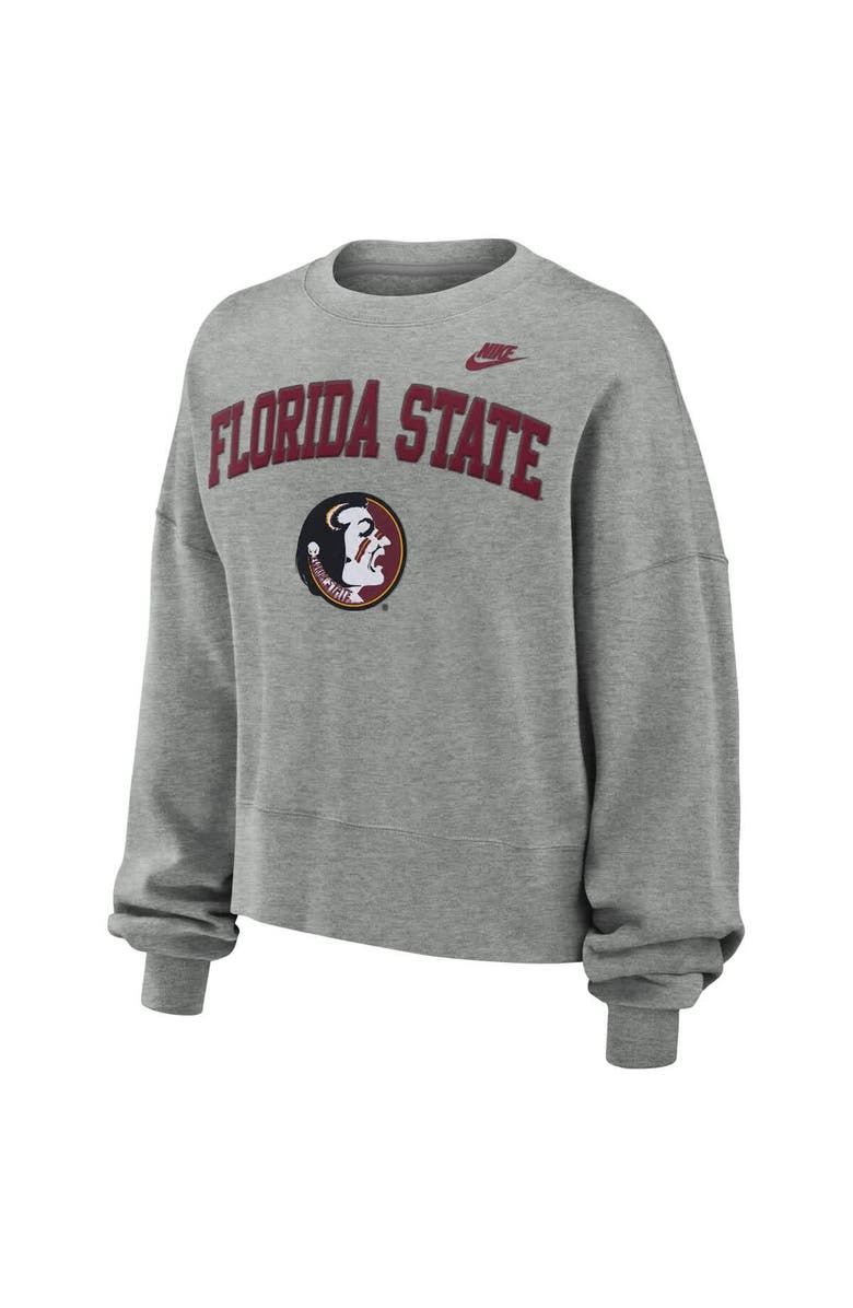Nike Women's Nike Heather Gray Florida State Seminoles Oversized Legacy Classic Pullover Sweatshirt, Alternate, color, 