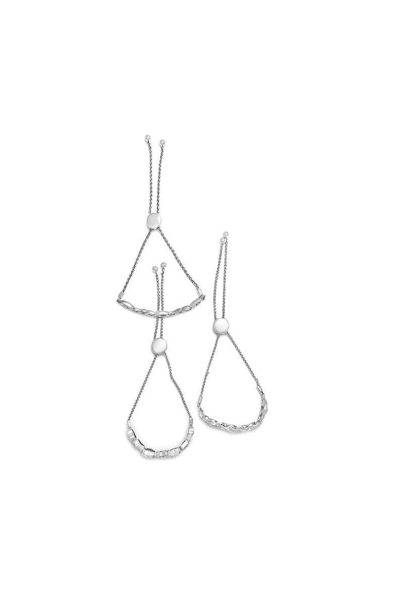 Sterling Silver Diamond Accent 3 Piece Adjustable Bolo Bracelet Set, Alternate, color, Silver