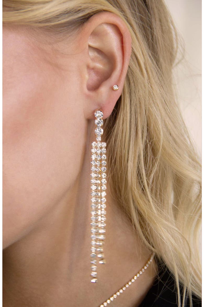Crystal Fringe Drop Earrings, Alternate, color, GOLD