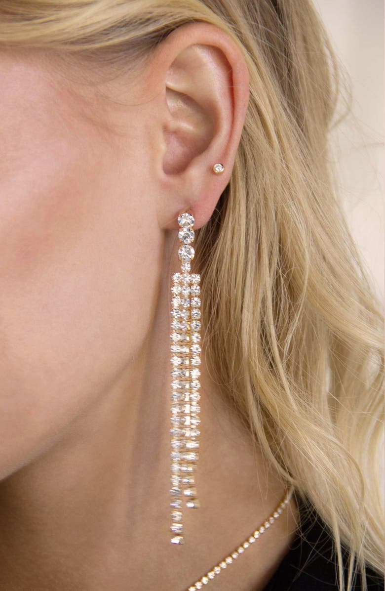 Ettika Crystal Fringe Drop Earrings, Alternate, color, Gold