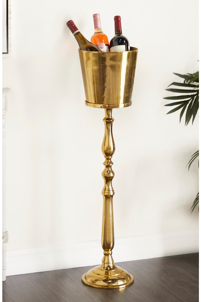 Goldtone Aluminum Tall 2-Bottle Ice Bucket, Alternate, color, GOLD