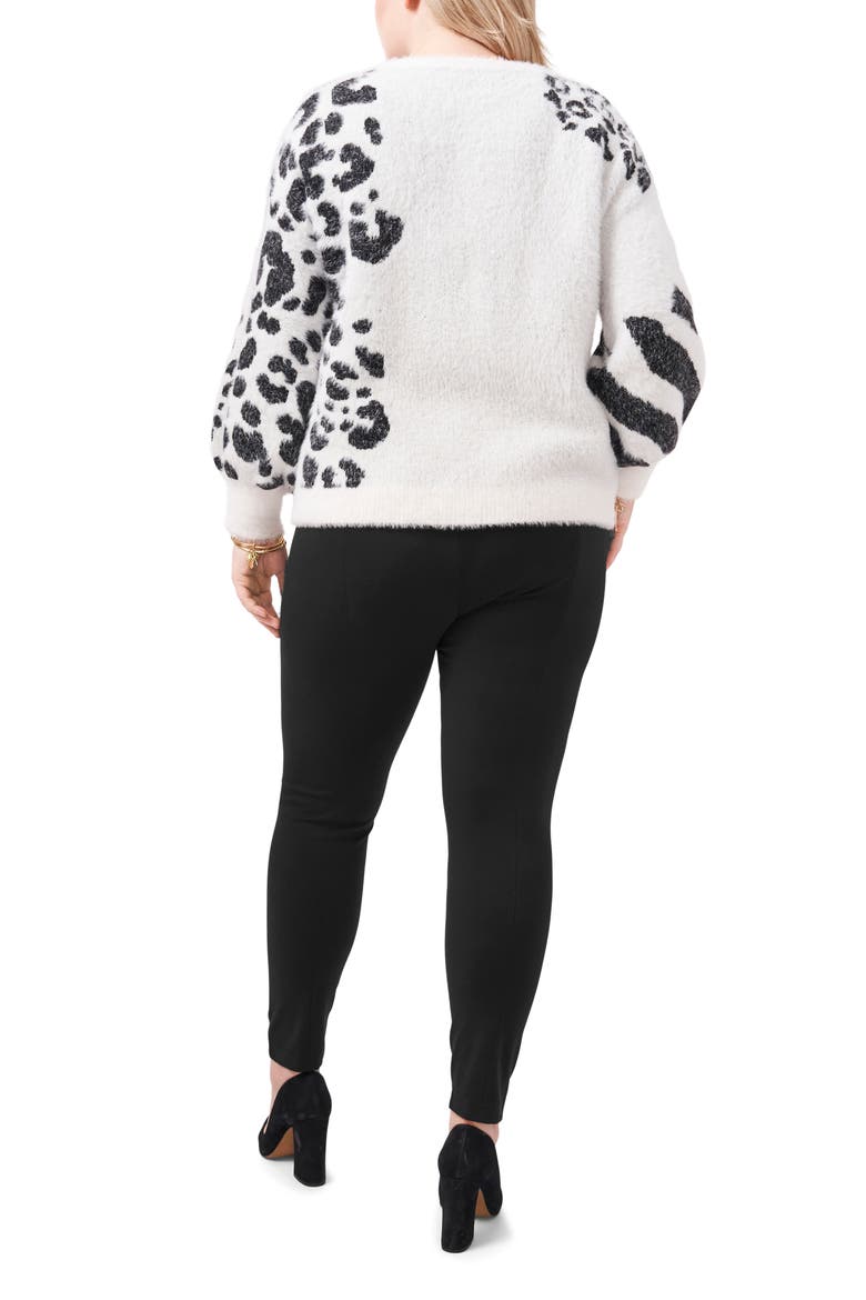 Animal Pattern Sweater, Alternate, color, ANTIQUE WHITE