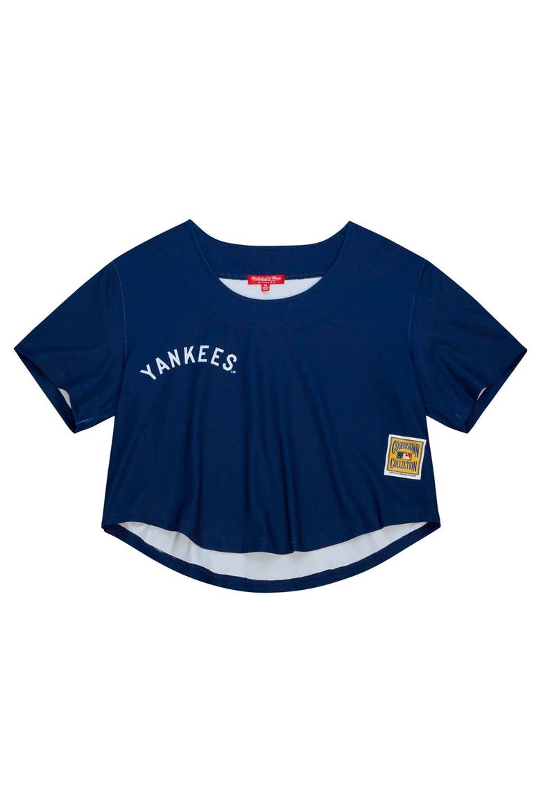 Women's Mitchell & Ness Navy New York Yankees Cooperstown Collection Crop T-Shirt, Alternate, color, Navy