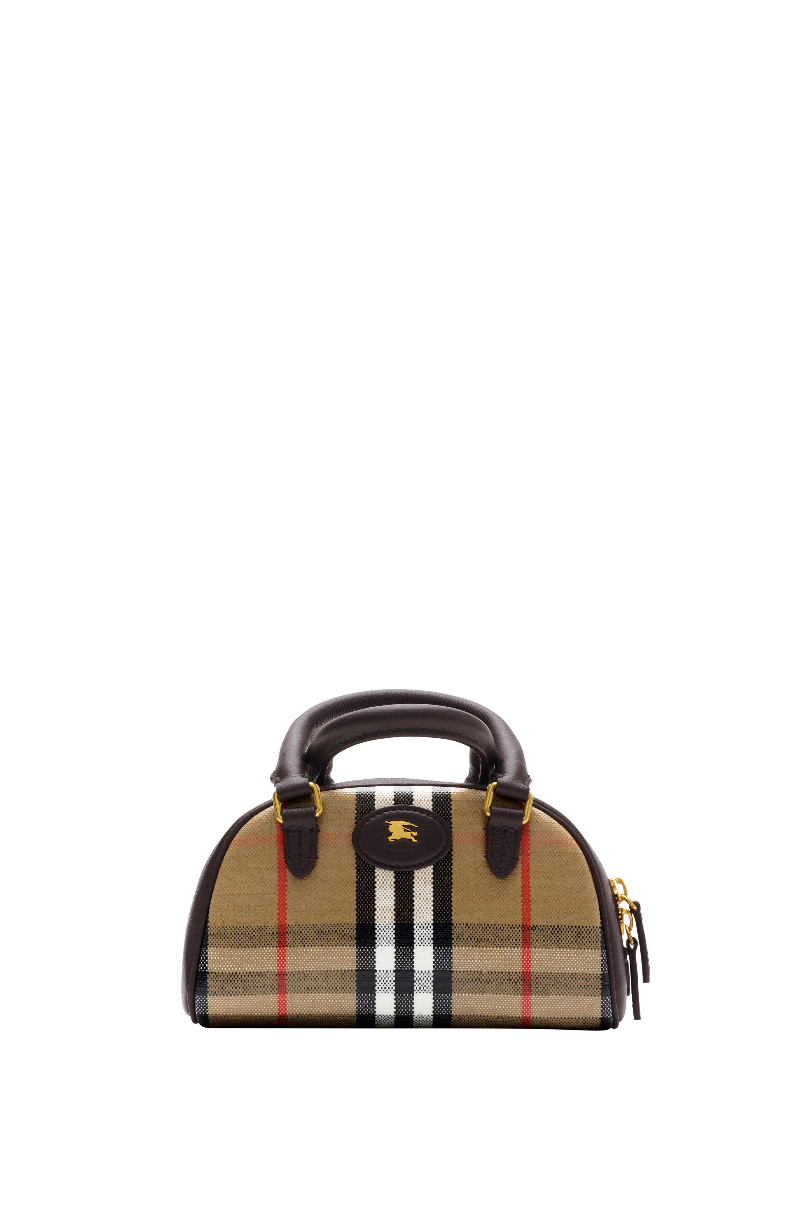 Burberry Mini Highlands Bowling Bag, Main, color, Sand Beige