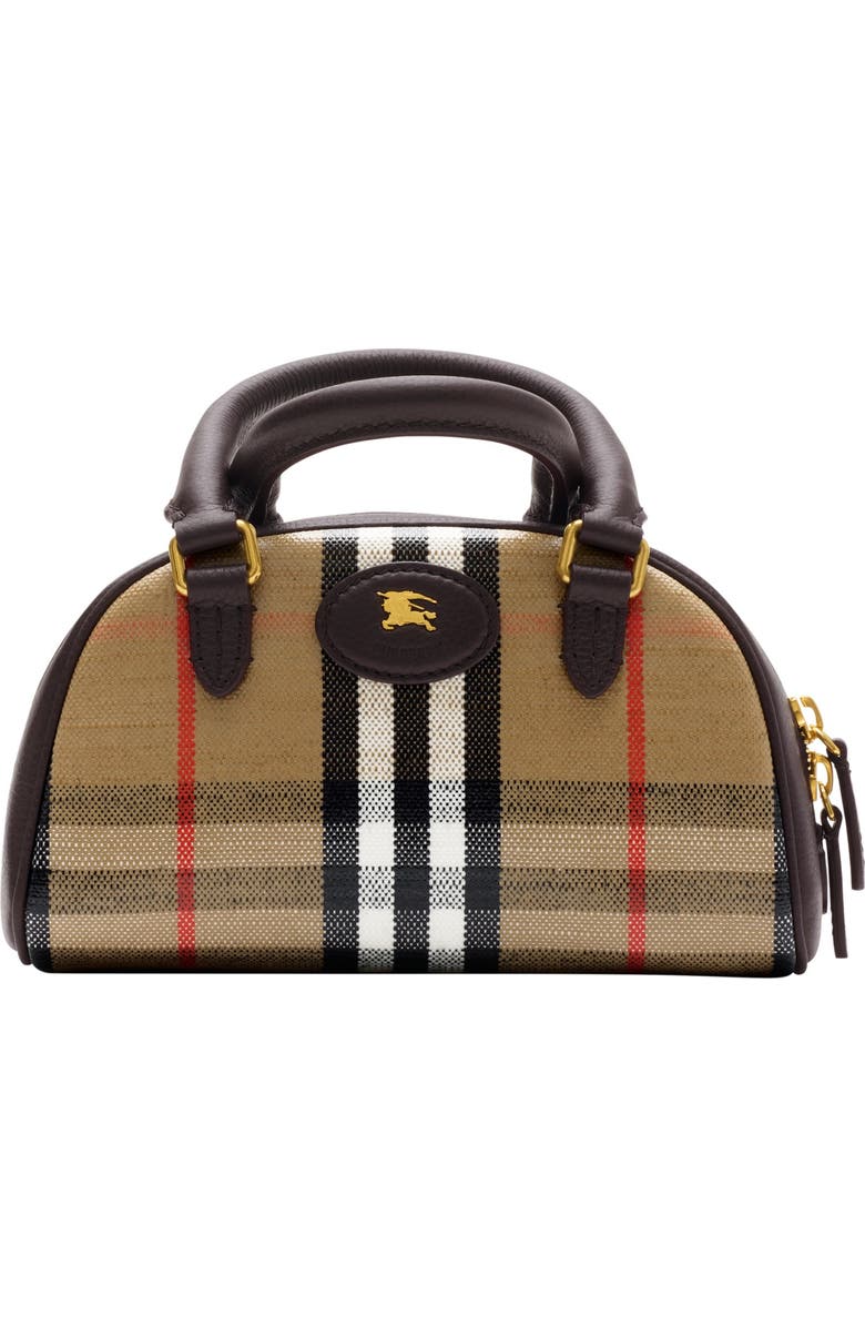 Burberry Mini Highlands Bowling Bag, Main, color, Sand Beige