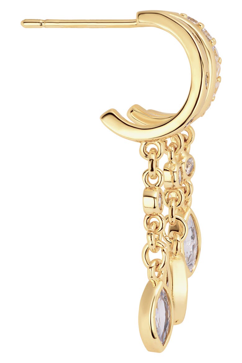 Modern Muse CZ Marquise Charm Hoop Earrings, Alternate, color, GOLD