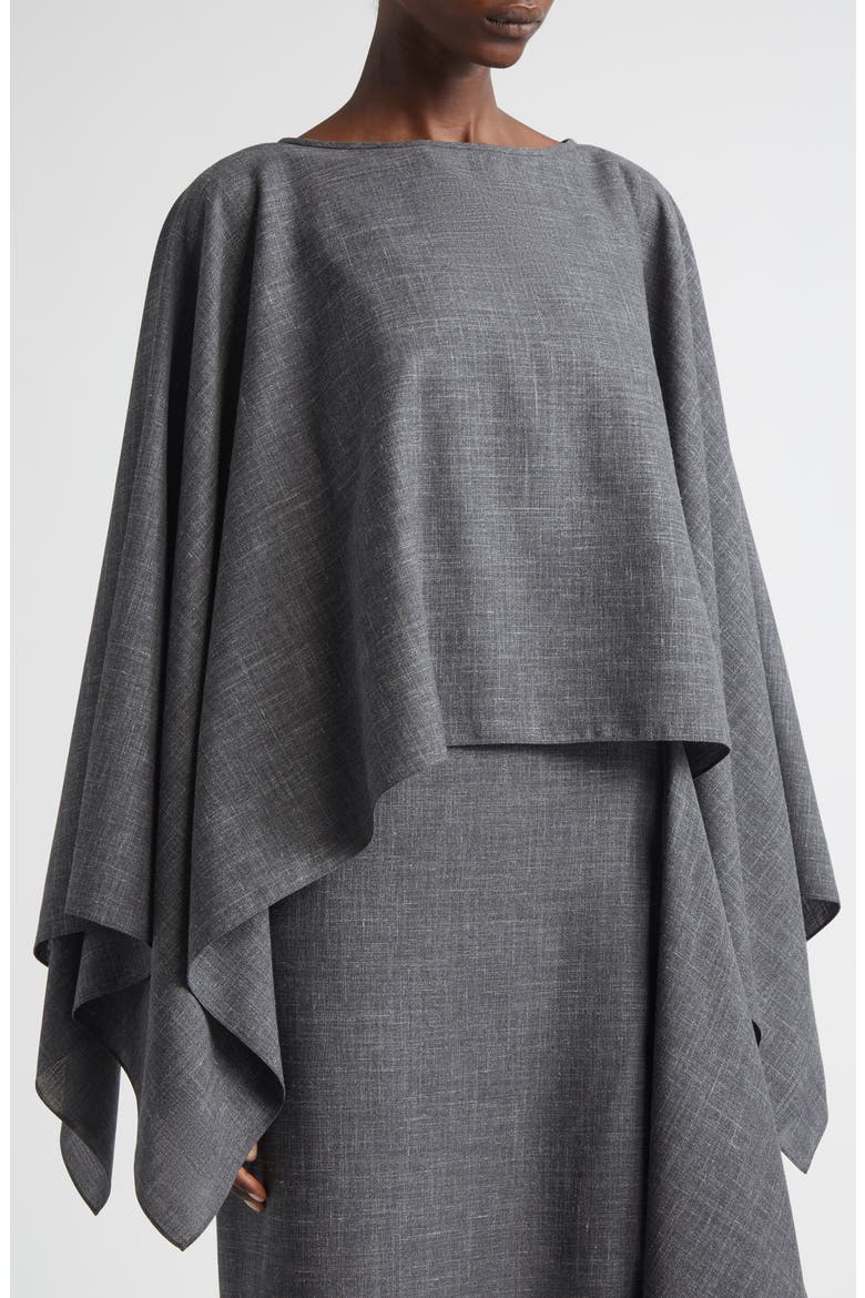 Layered Wool, Silk & Linen Caftan Dress, Alternate, color, DERBY MELANGE