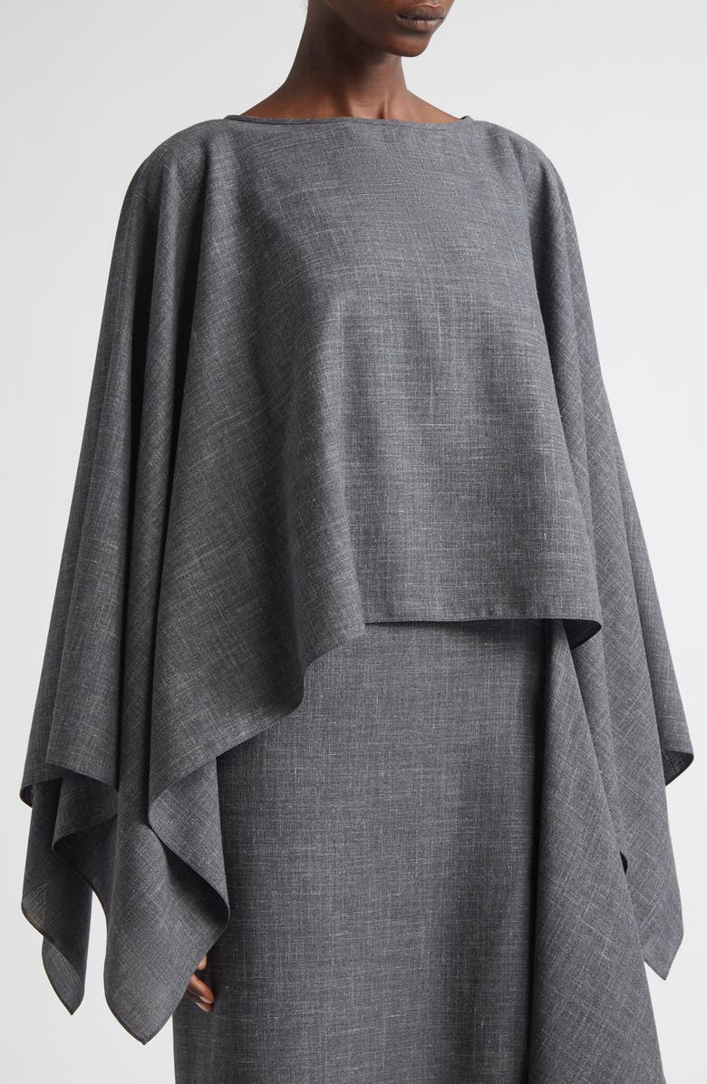 Michael Kors Collection Layered Wool, Silk & Linen Caftan Dress, Alternate, color, Derby Melange