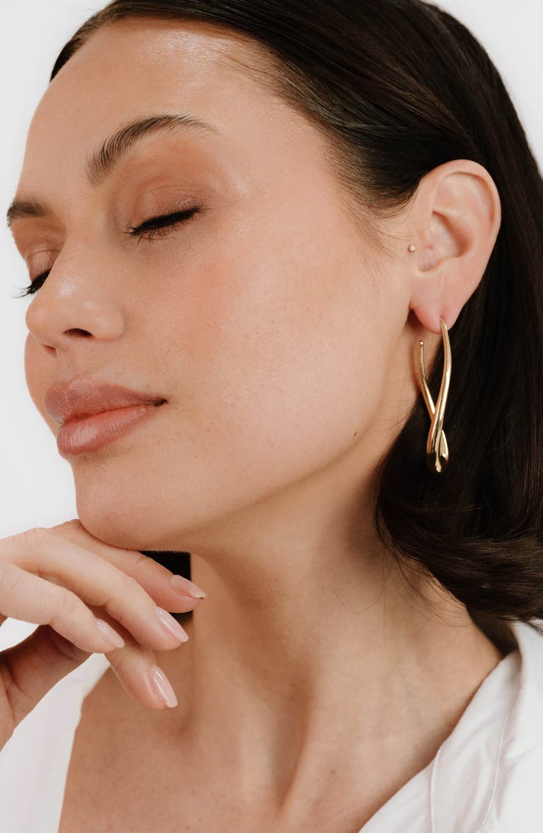 Ettika Curvacious Oval Hoop Earrings, Alternate, color, Gold