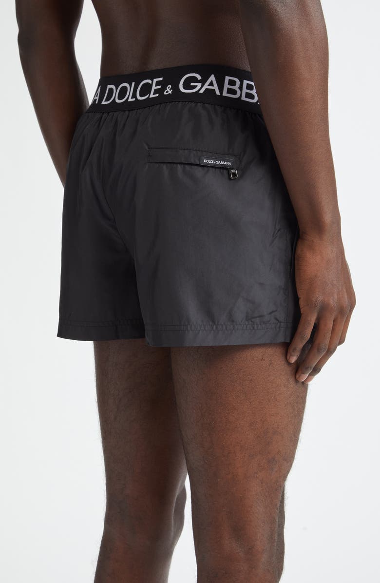 Dolce&Gabbana Logo Waistband Swim Trunks, Alternate, color, Black