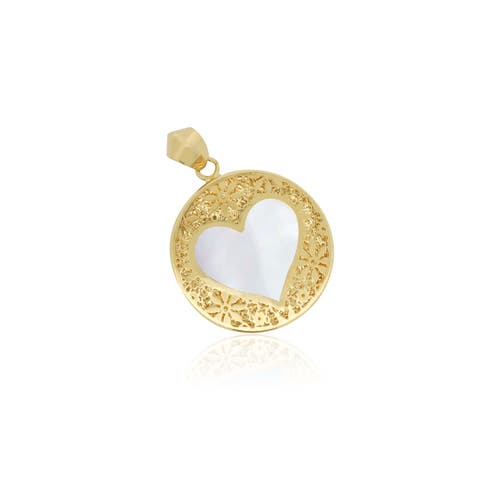 The Lovery Fine Jewelry Mother Of Pearl Lace Heart Charm In Silver