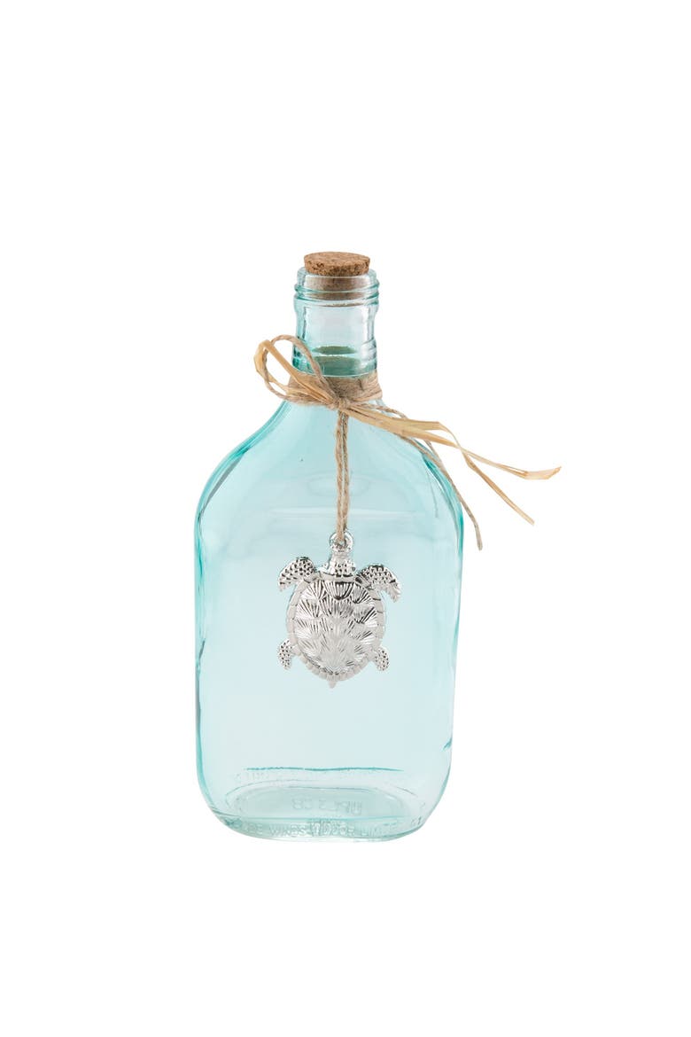 Bottle With Pewter Turtle, Main, color, Blue