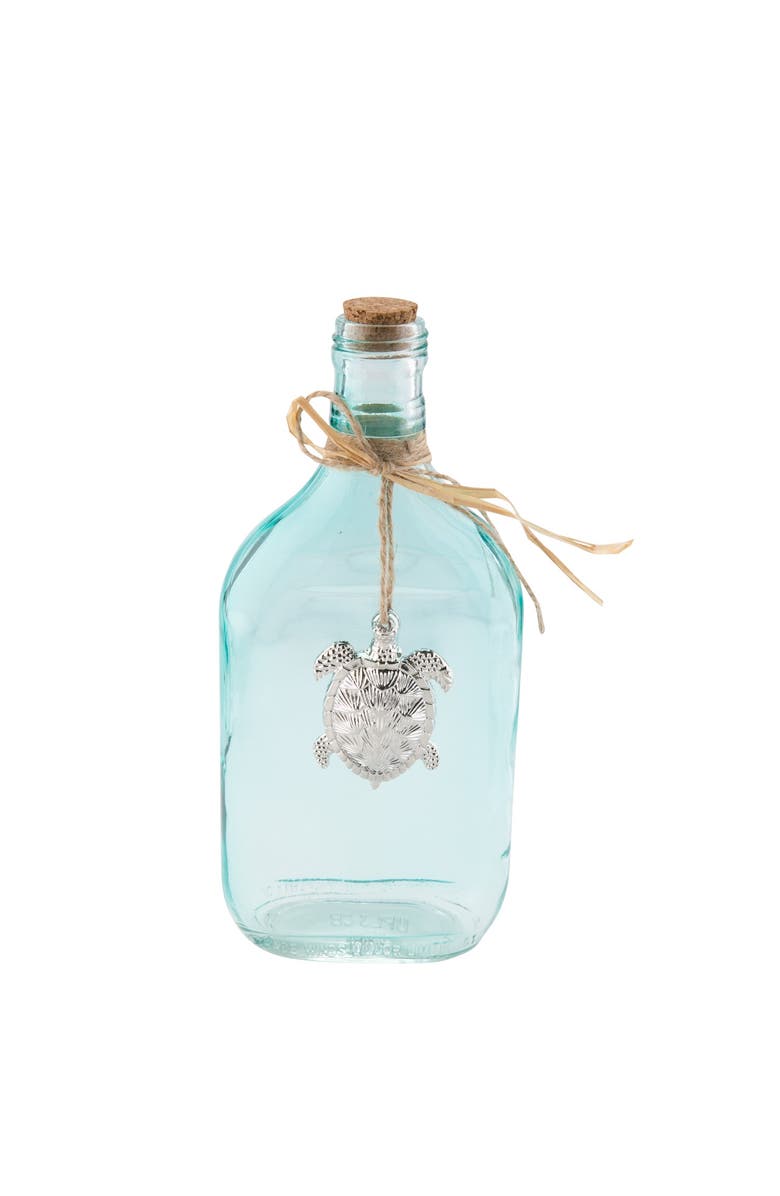 Beachcombers Bottle With Pewter Turtle, Main, color, Blue