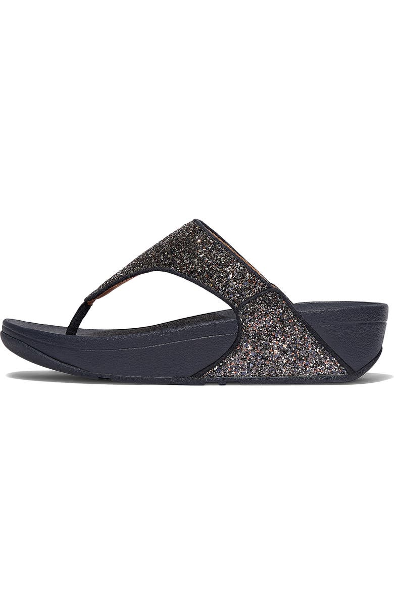 FitFlop Lulu Glitter Post Toe Wedge Sandal, Alternate, color, Midnight Navy Mix