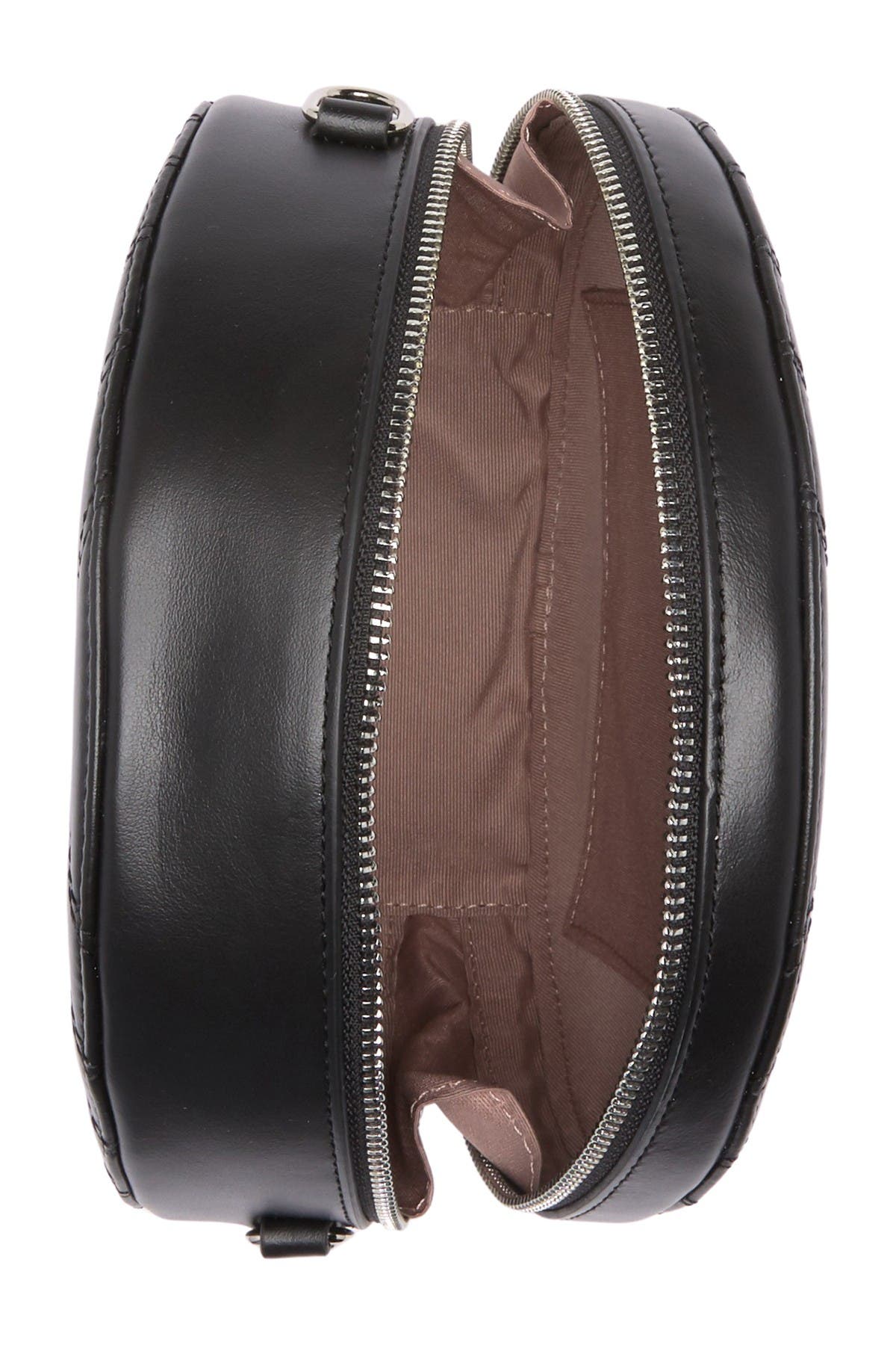 LANCASTER PARIS Small Round Quilted Leather Crossbody Bag, Alternate, color, 