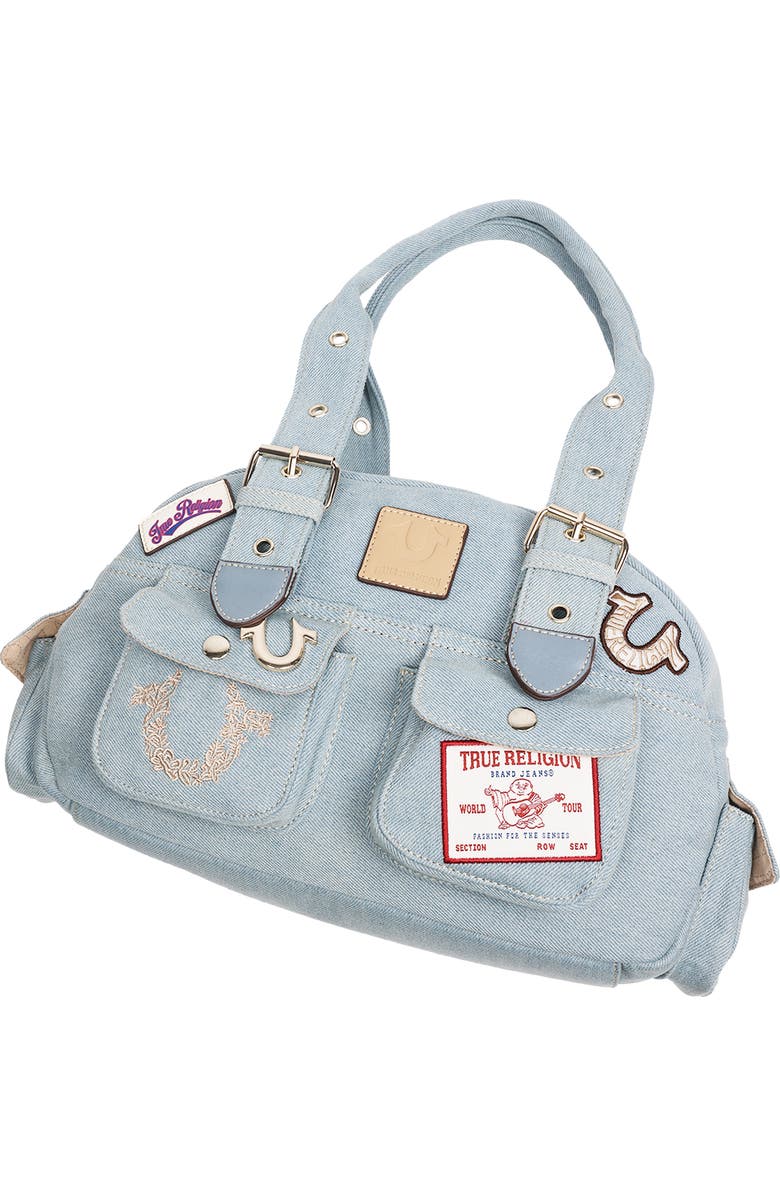 True Religion Multipatch Satchel Bag, Alternate, color, Denim