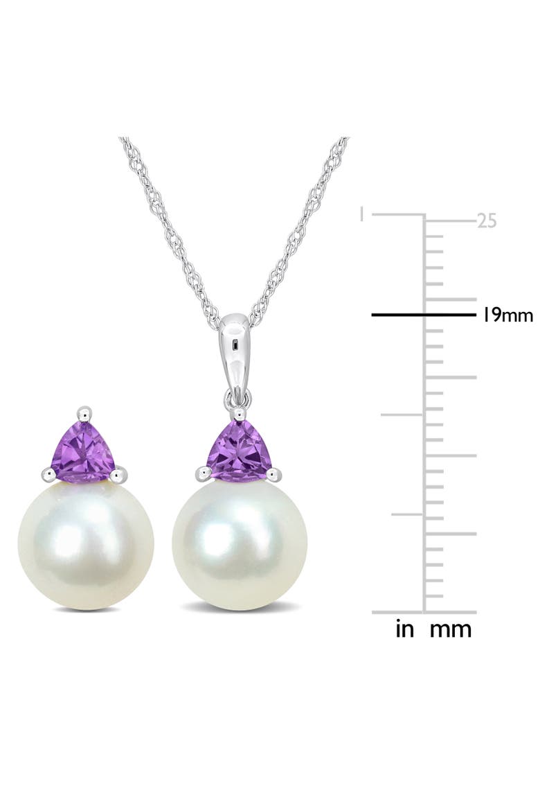 2-Piece Set Pearl Gemstone Necklace & Earrings 10k, Alternate, color, Amethyst