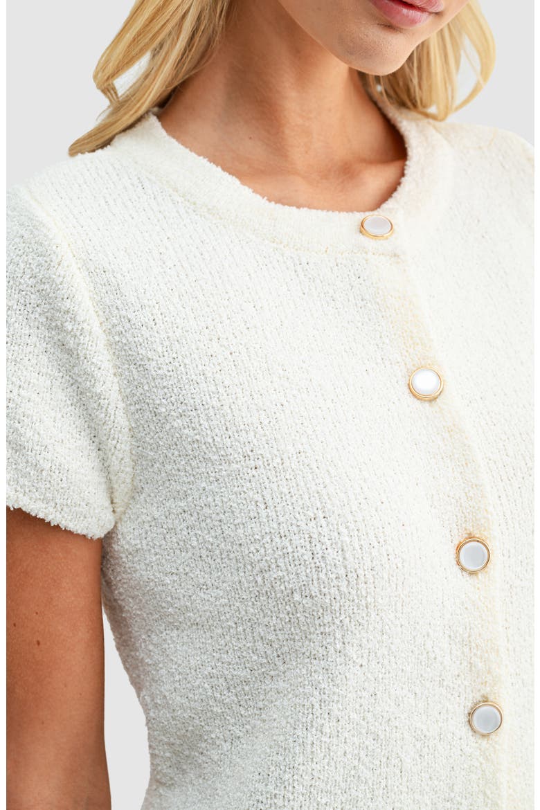 Short Sleeve Crop Cardigan, Alternate, color, CREAM