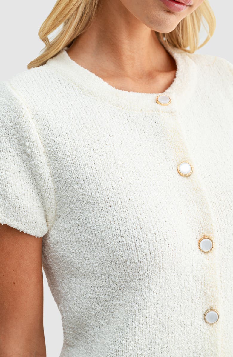 All in Favor Short Sleeve Crop Cardigan, Alternate, color, Cream