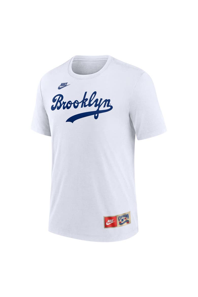 Men's Nike  Jackie Robinson White Brooklyn Dodgers Cooperstown Collection Tri-Blend Name & Number T-Shirt, Alternate, color, White