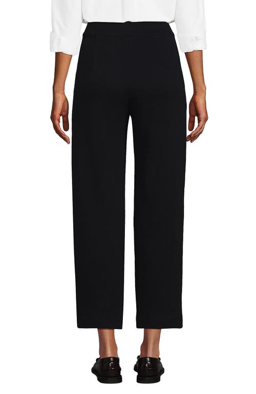 LANDS' END LANDS' END KNIT HIGH RISE PLEATED STRAIGHT LEG CROP PANTS