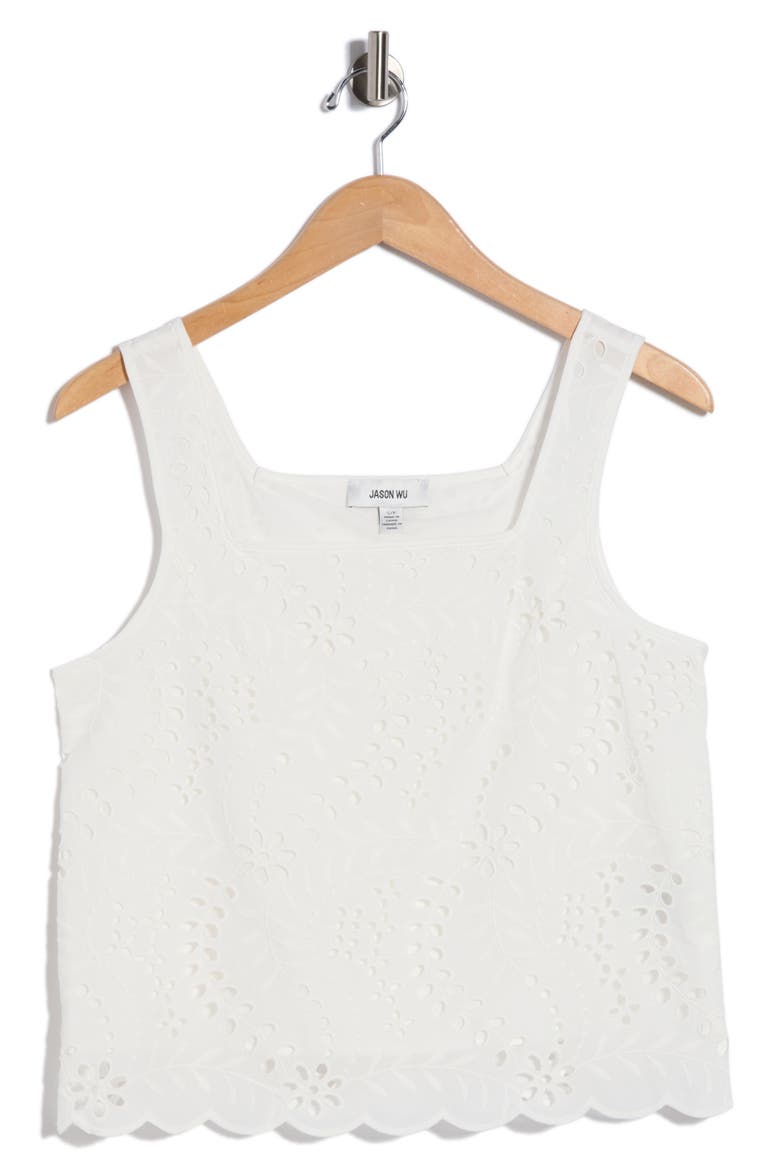 Cotton Eyelet Tank, Alternate, color, WHITE