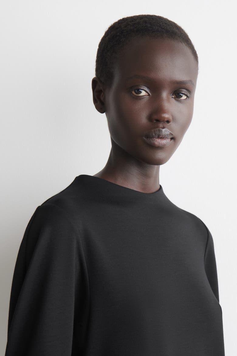 Rounded-Sleeve Top, Alternate, color, BLACK