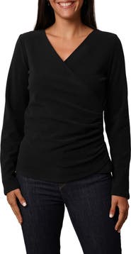 CYRUS Long Sleeve Faux Wrap Top