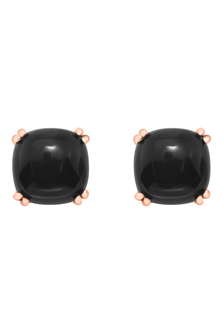 14K Gold Onyx Cabochon Cushion Stud Earrings, Alternate, color, GOLD