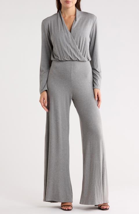 Surplice V-Neck Long Sleeve Jumpsuit