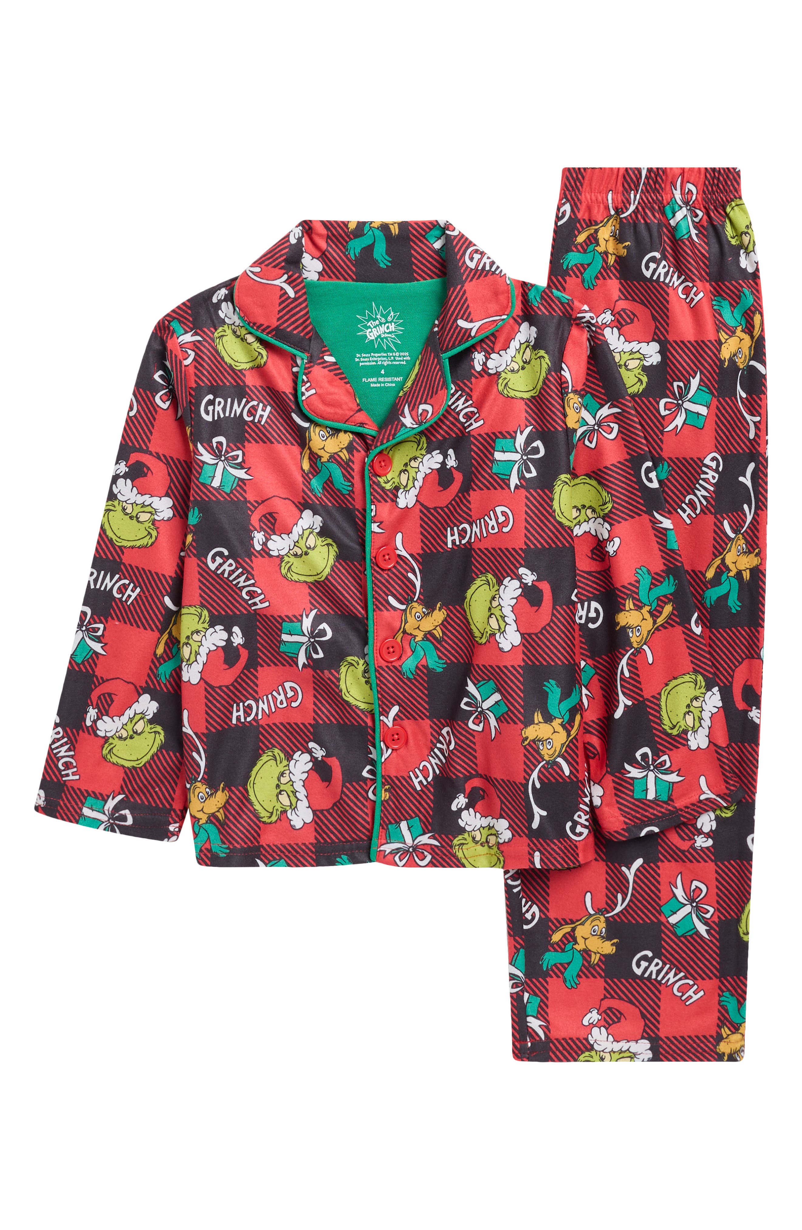 KOMAR Kids' Grinch 2-Piece Pajamas