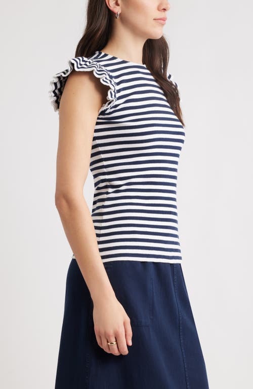 Caslonr Caslon(r) Stripe Ruffled Knit Top In Multi
