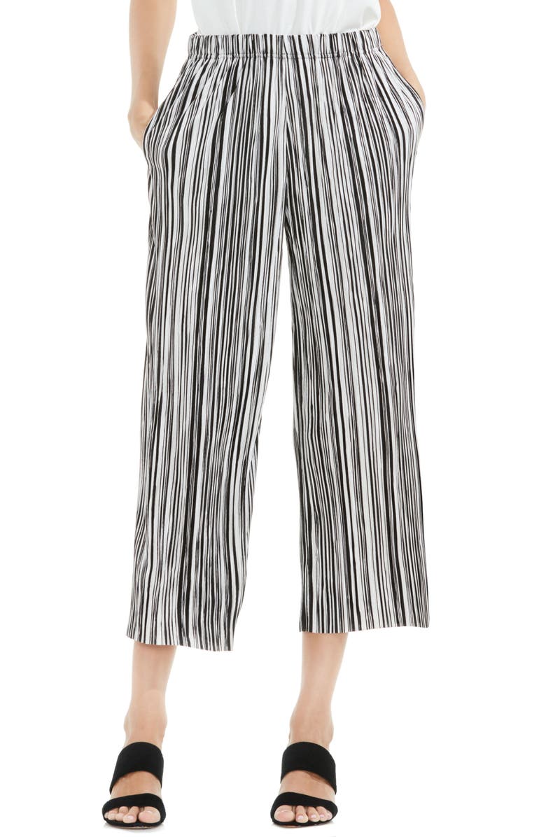 Vince Camuto Stripe Pleat Knit Crop Pants, Main, color, 