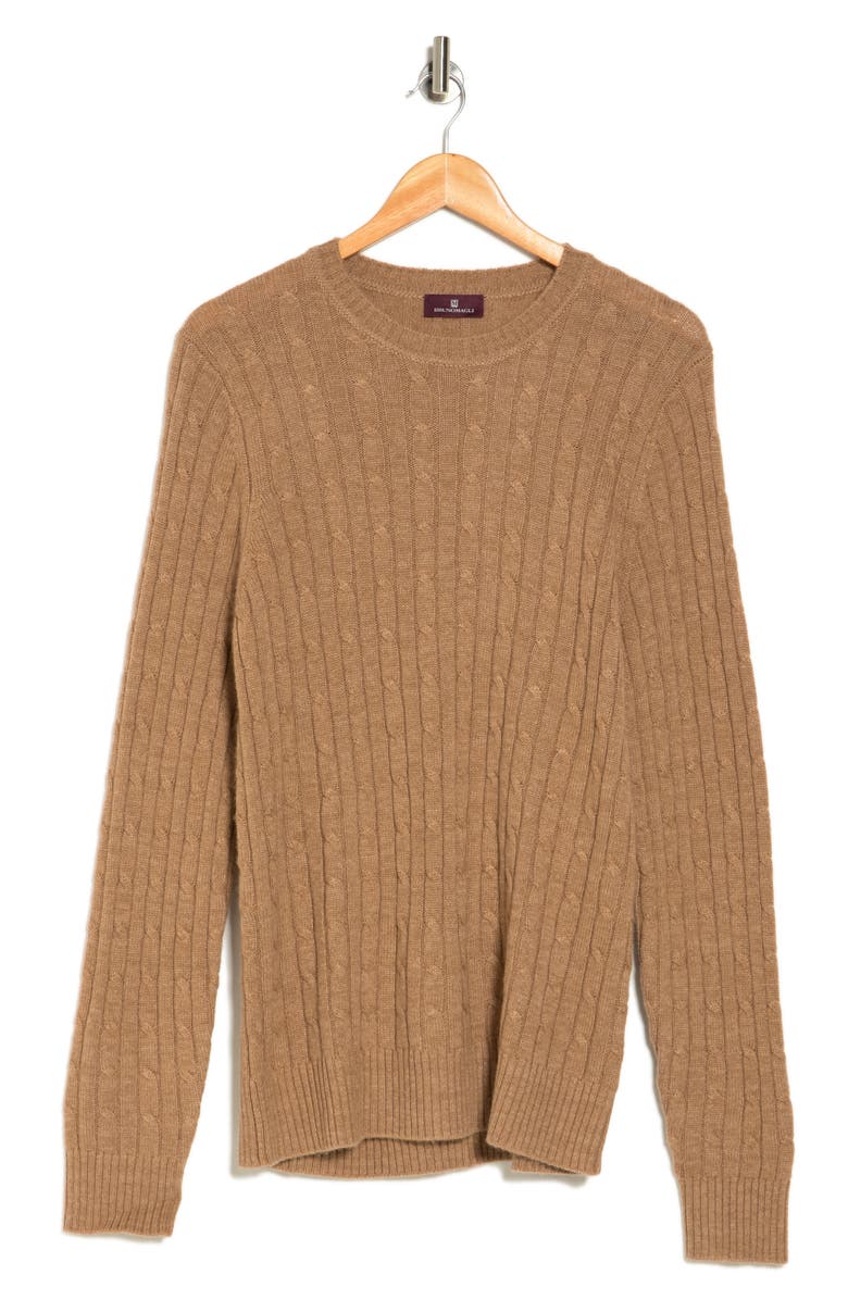 Bruno Magli Cable Knit Camel Hair Sweater, Alternate, color, Camel
