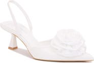 BERNESS Camellia Satin Rose Slingback Kitten Heel Pump