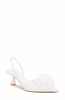 BERNESS Camellia Satin Rose Slingback Kitten Heel Pump