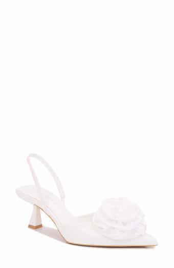 Camellia Satin Rose Slingback Kitten Heel Pump