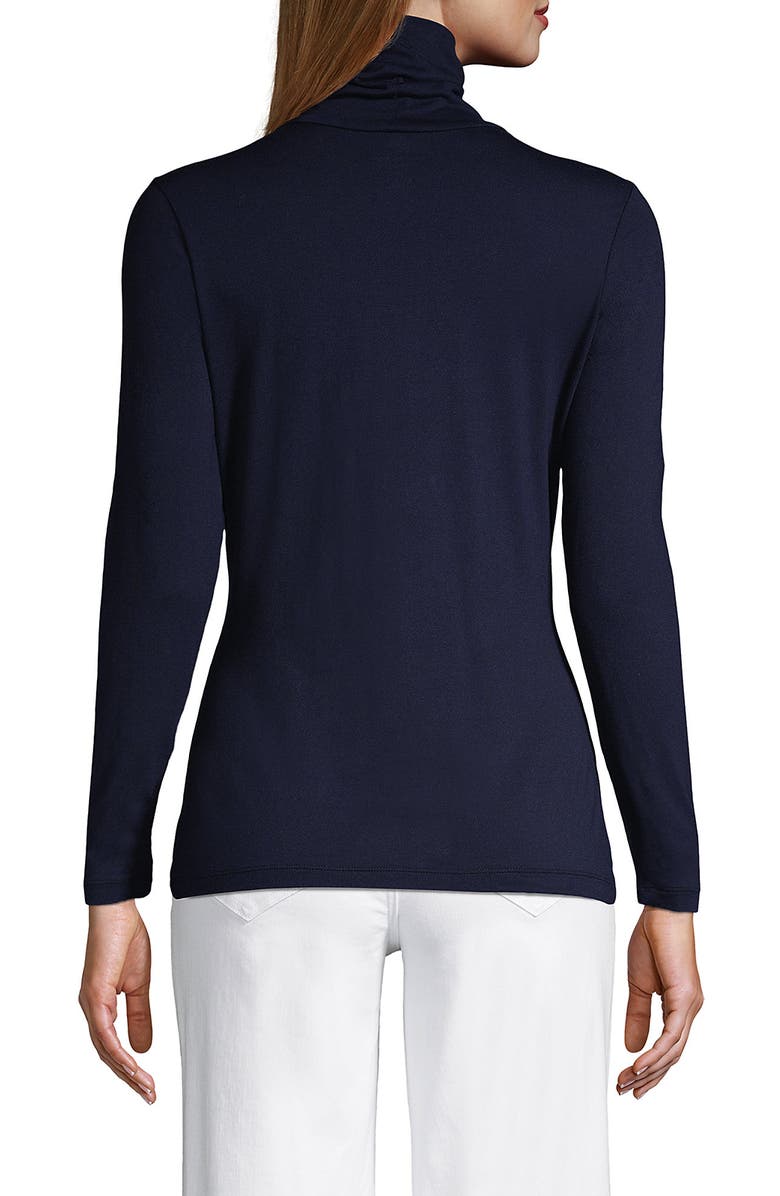Lands' End Lightweight Jersey Long Sleeve Turtleneck, Alternate, color, Radiant Navy