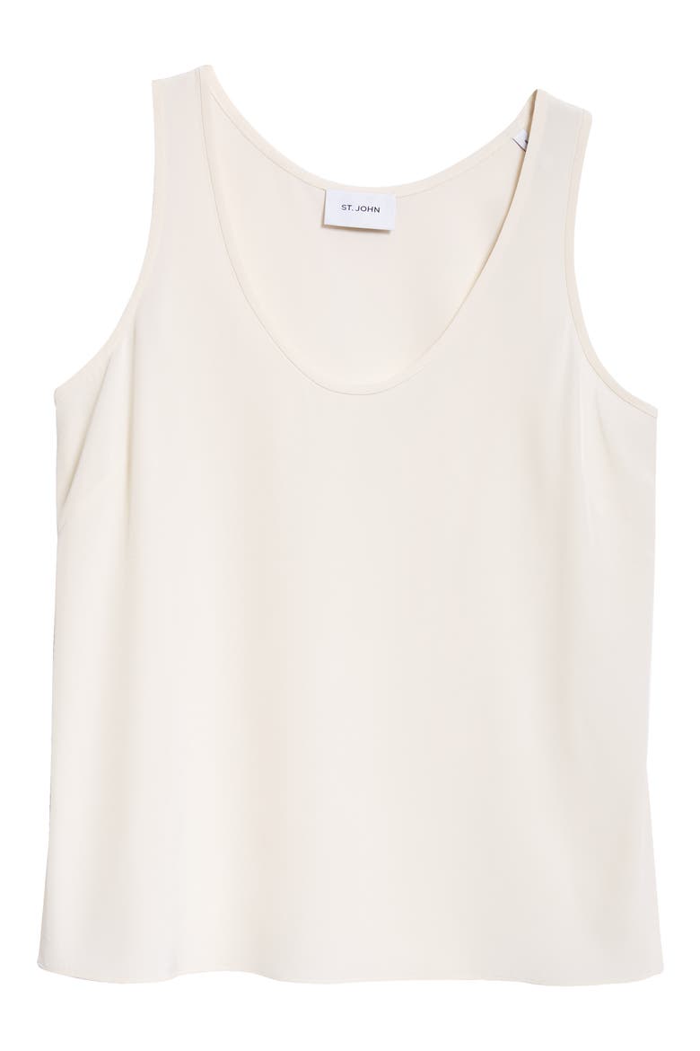 Silk Crêpe de Chine Tank, Alternate, color, ECRU