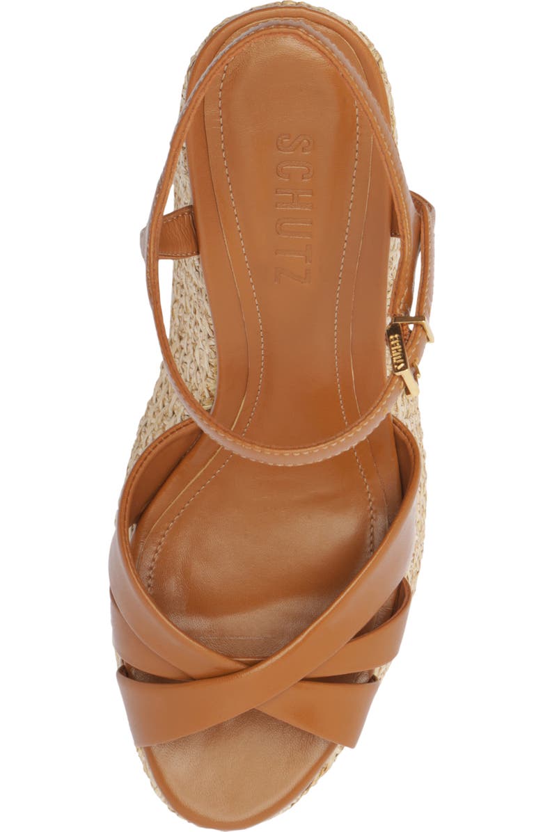 Schutz Keefa Platform Wedge Ankle Strap Sandal, Alternate, color, Burnt Honey