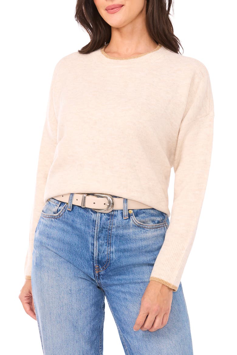 Tipped Crewneck Sweater, Main, color, OATMEAL