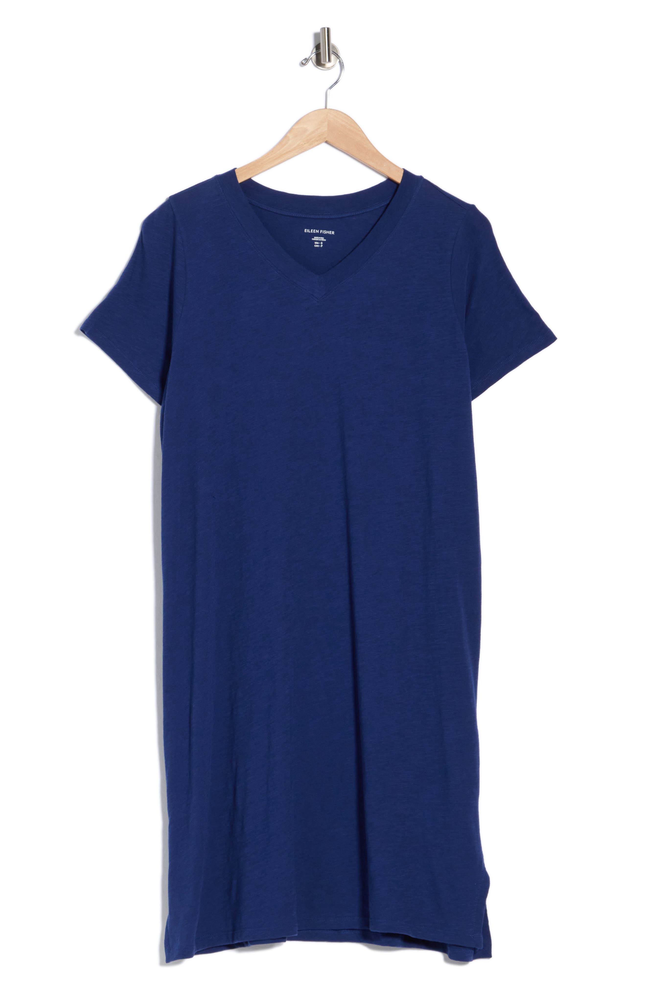 Eileen Fisher V-Neck Organic Cotton T-Shirt Dress