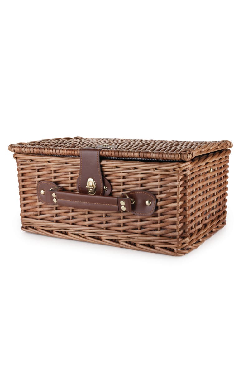 TWINE Newport Wicker Picnic Basket Set, Alternate, color, Brown