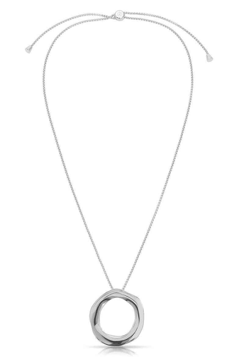 Open Circle Pendant Necklace, Main, color, SILVER