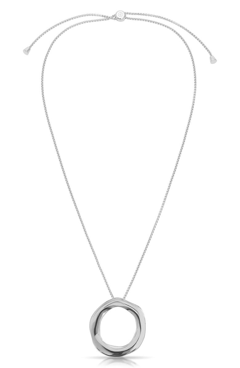 Ettika Open Circle Pendant Necklace, Main, color, Silver