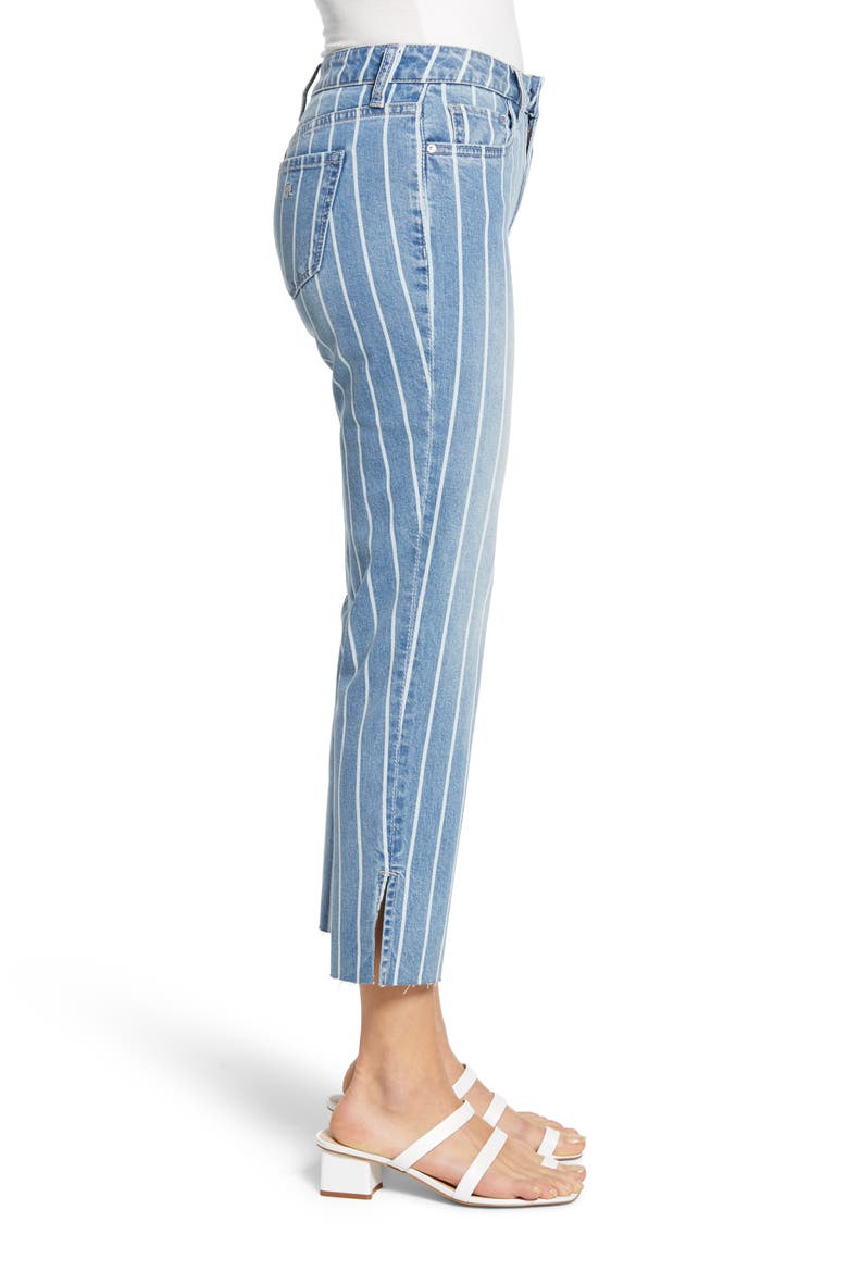 Crop Straight Leg Raw Hem Jeans, Alternate, color, BLUE STRIPE