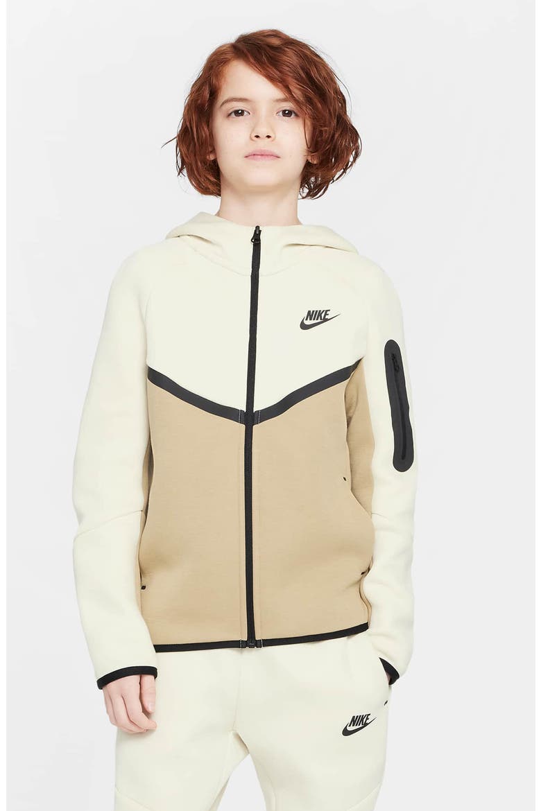 Kids' Sportswear Tech Fleece Full Zip Jacket, Main, color, PARACHUTE BEIGE/ KHAKI/ BLACK