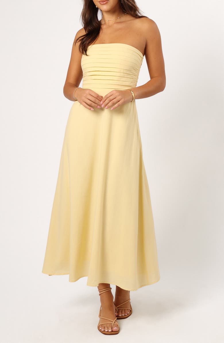 Petal & Pup Kenna Strapless A-Line Dress, Main, color, Butter Yellow