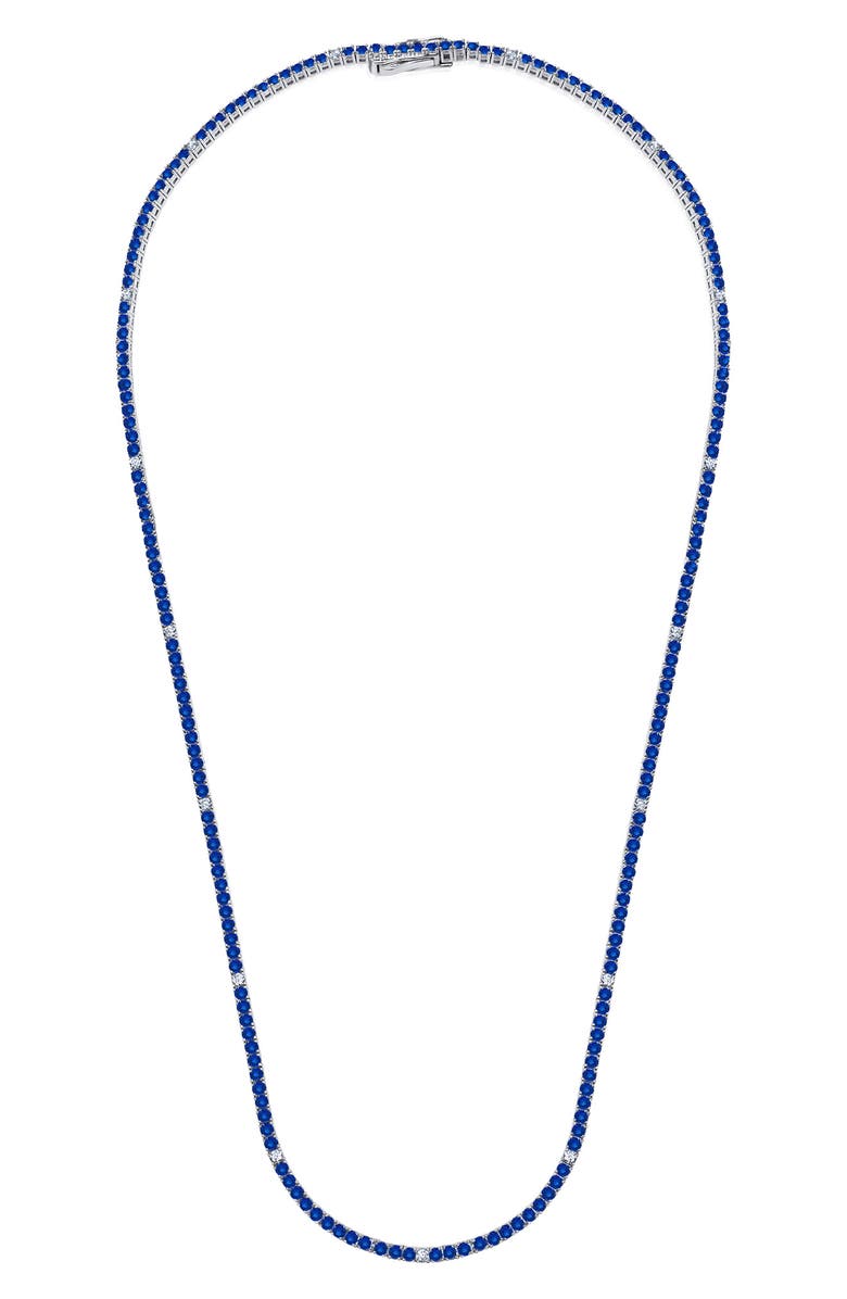 Crislu Cubic Zirconia Tennis Necklace, Main, color, Sapphire