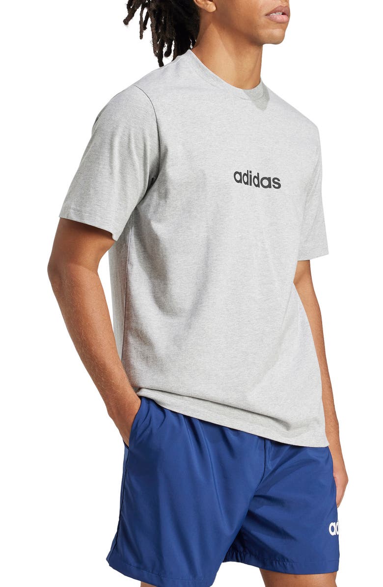 adidas Essentials Linear Jersey Graphic T-Shirt, Alternate, color, Medium Grey Heather/ Black